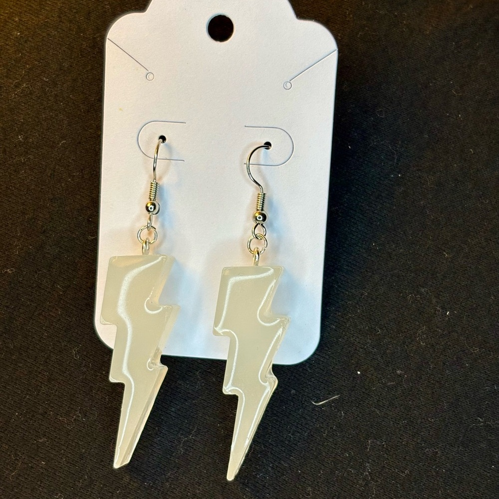 Lightning Bolt Earrings- Blue GID